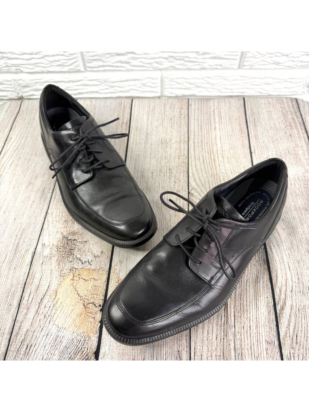 Rockport DresSports Mens Black Leather Business Apron Lace Up Dress Shoes Sz 11